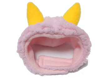 犬猫用コスプレ　ピンク鬼のかぶりもの（帽子）の画像