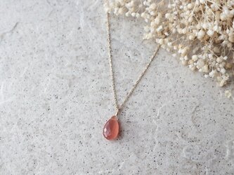 【K10】ペルー産インカローズ一粒ネックレス (ペアシェイプカット)