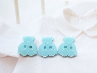 （3個）くまちゃんのボタン　水色　フランス製の画像