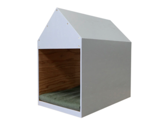 インテリアになる犬小屋　ドッグハウス  ペットハウス　木製　グレー　室内用の画像