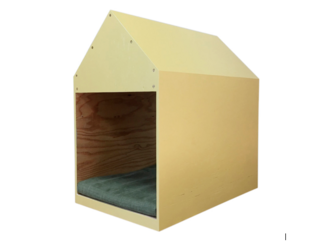 インテリアになる犬小屋　ドッグハウス  ペットハウス　木製　イエロー　室内用の画像