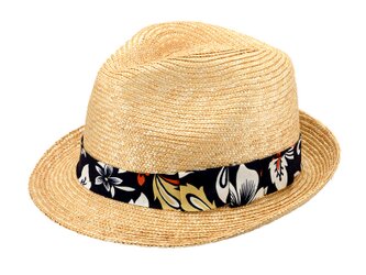 ALOHA アロハ 中折れ 麦わら 帽子 ストローハット ネイビー 59cm [UK-H107-NV]の画像