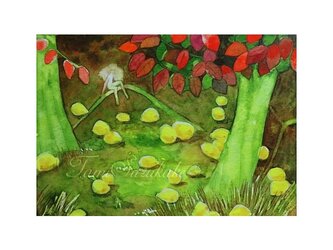 水彩画・原画「花梨の木の下で」の画像