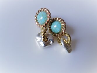 ツイストリング＆ナゲットピアス vintage earrings ring <PE2-0120>の画像
