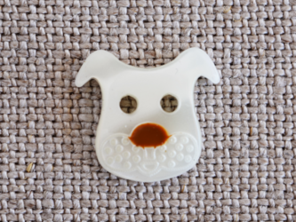 (2個) 犬のボタン・白　フランス製の画像