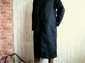 黒リネン　ロングコート　単品/卒業・卒園・入学・フォーマル・セレモニーに　Ｍ～５Ｌ/４サイズ　プチオーダー可の画像