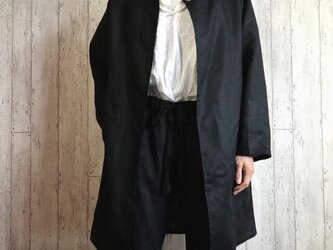 黒リネン　ノーカラーJK　単品/卒業・卒園・入学・フォーマル・セレモニーに　Ｍ～５Ｌ/４サイズ　プチオーダー可の画像
