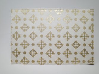 ギルディング和紙ブックカバー　西洋花 白地 金箔の画像
