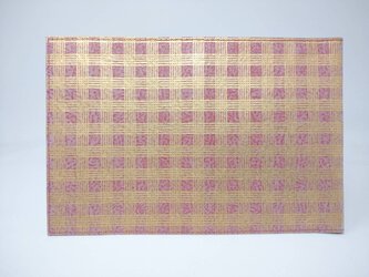 ギルディング和紙ブックカバー　格子 赤地 金の画像