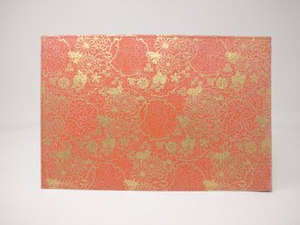 ギルディング和紙ブックカバー　菊 橙地 金の画像