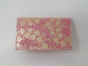 ギルディング和紙カードケース　桔梗 朱地 金箔の画像