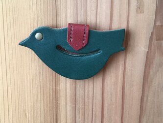 トートクリップ　bird　leatherマルチグリーンの画像