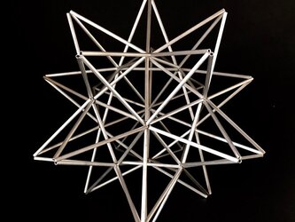 ヒンメリ「太陽　the sun」中サイズ星型　野外使用可なアルミ製　幾何学オブジェ　シルバー　クリスマスオーナメントの画像