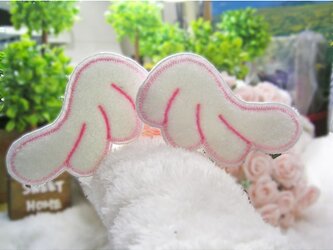 天使の羽根★ふんわりもこもこ★ワッペン★桃糸-2枚セットの画像