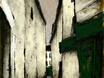 風景画 パリ 油絵「パリの裏通り」の画像