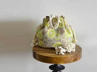 数量限定！フランス製高級フラワーラメ ジャガードマリンバッグ クリームイエローの画像