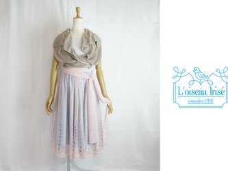 チューリップ刺繍のゴムギャザースカートの画像