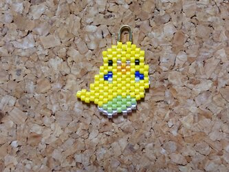 セキセイインコのストラップ　ハルクイン 黄緑の画像