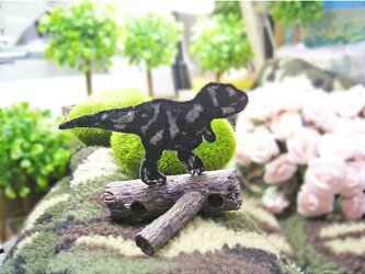 ★ティラノサウルス/白黒カモフラージュ★アップリケワッペン★白黒10-1枚の画像