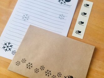 鳥と雪の結晶のレターセットの画像