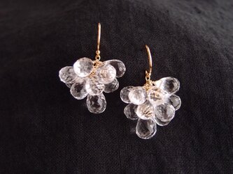 【K14gf・受注制作】クリスタルのふさふさピアス／crystal quartzの画像