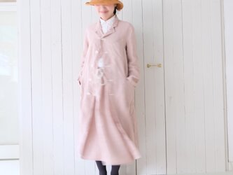 Mサイズ　リネンのアトリエコート　ピンクグレーの画像