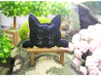★黒猫★ふさふさ猫ワッペン★7.5-1枚の画像