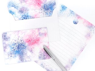 雪の結晶レターセット ブルー～ピンクの画像