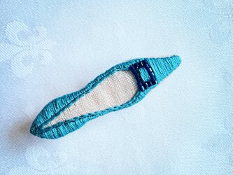 shoe shoe shoe刺繍ブローチNo.78(ブルー)の画像