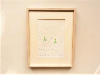 原画「春の雨」水彩イラスト ※木製額縁入りの画像
