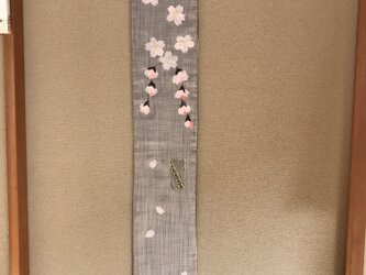 ヴィンテージ着物のタペストリー　桜色の季節リバーシブルの画像