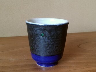 緑点二色切り立ち湯飲み　k-058の画像