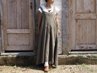 マキシ丈。テントラインワンピース/モスグリーンの画像