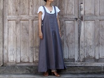 マキシ丈。テントラインワンピース/グレーの画像