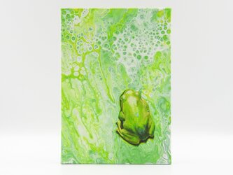 A5サイズ 絵画パネル 「ひっつき蛙」全面ニス塗装の画像