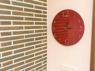 自分デザイン掛け時計 / クラシックレッド　カラーガラス時計の画像