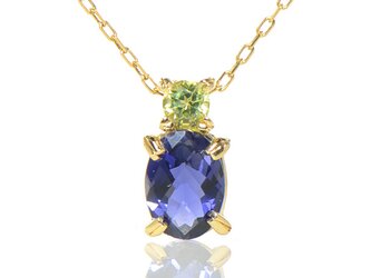 K18 アイオライト ぺリドット ペンダントトップ YK-BA0777