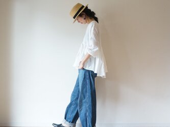 French linen gather blouse OFF/Wの画像