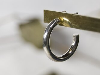 鏡面 シルバーラウンドプレーンフープピアス 3.0mm幅 ミラー｜SILVER PIERCE｜231の画像