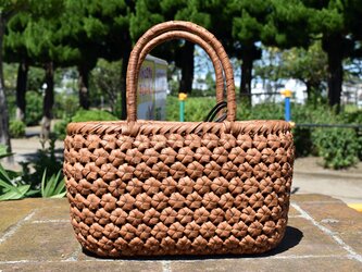 山葡萄(やまぶどう)籠バッグ | 六角花結び編み | 巾着と中布付き |(約)幅25cmx高さ16cmx奥行13cmの画像