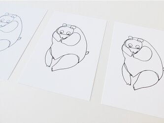一筆書きのパンダ（ポストカード）3枚セットの画像