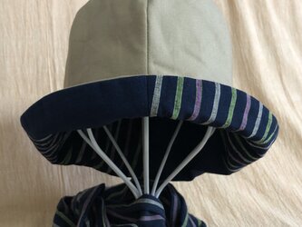 遠州綿紬のリバーシブルクロッシェ　花野×ベージュの画像