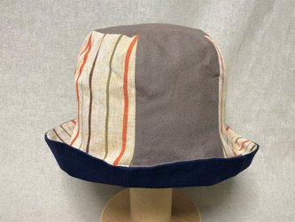 遠州綿紬のリバーシブルクロッシェ　稲穂×紺の画像