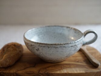 月下白のスープカップ　No.423の画像