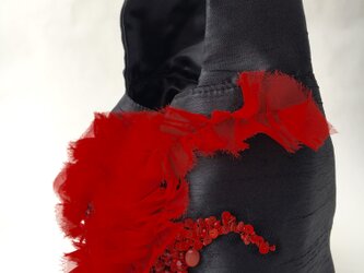 キューブバッグ　黒×赤の画像