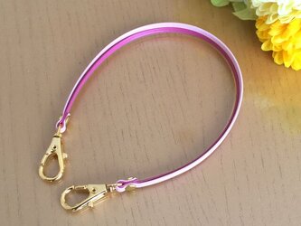 2トーンカラー 本革ストラップ (ビビッドピンク × パールピンク)【幅3mm】ゴールド金具の画像
