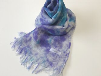 国産シルク100％手描き染めストール blue&purpleの画像