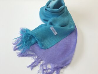 国産シルク100％手描き染めストール blue&purpleの画像