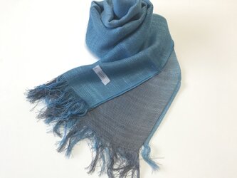 国産シルク100％手描き染めストール blue&grayの画像