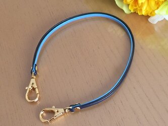 2トーンカラー 本革ストラップ (ライトブルー × ネイビー)【幅3mm】ゴールド金具の画像